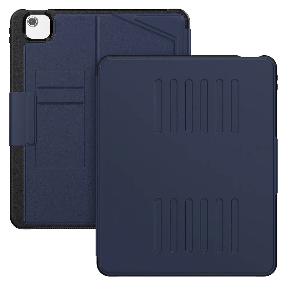 For iPad Air 13 (2026) / (2025) / (2024) Case with Card Slots PC+TPU+PU U-Shape Stand Tablet Cover - Navy Blue - 3