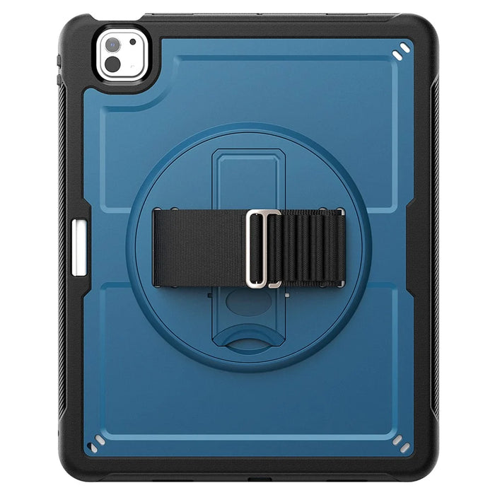 For iPad Pro 13 (2025) / 13 (2024) Case with Shoulder Strap PC+TPU Kickstand Tablet Cover - Navy Blue - 2