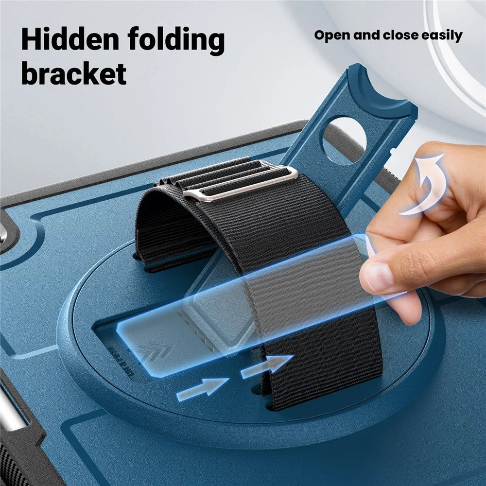 For iPad Pro 13 (2025) / 13 (2024) Case PC+TPU Tablet Cover Heat Dissipation Rotating Kickstand - Navy Blue - 4