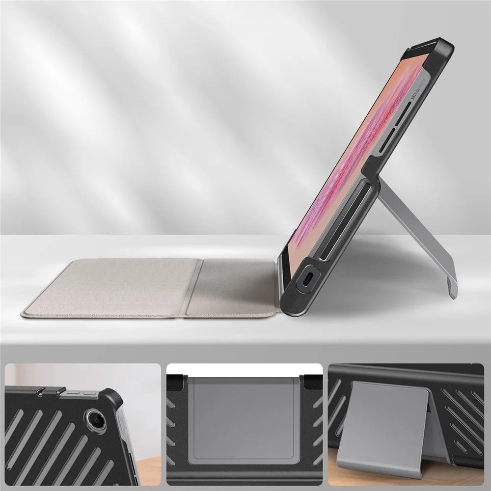 For Lenovo Tab Plus 11.5-inch TB351FU Case Heat Dissipation Stand Leather Tablet Cover - Black - 7