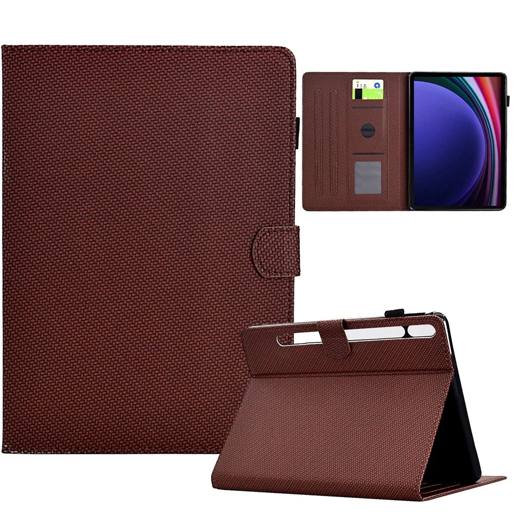 For Samsung Galaxy Tab S9 FE / S9 Case PU Leather Tablet Cover Auto Wake / Sleep - Brown - 1