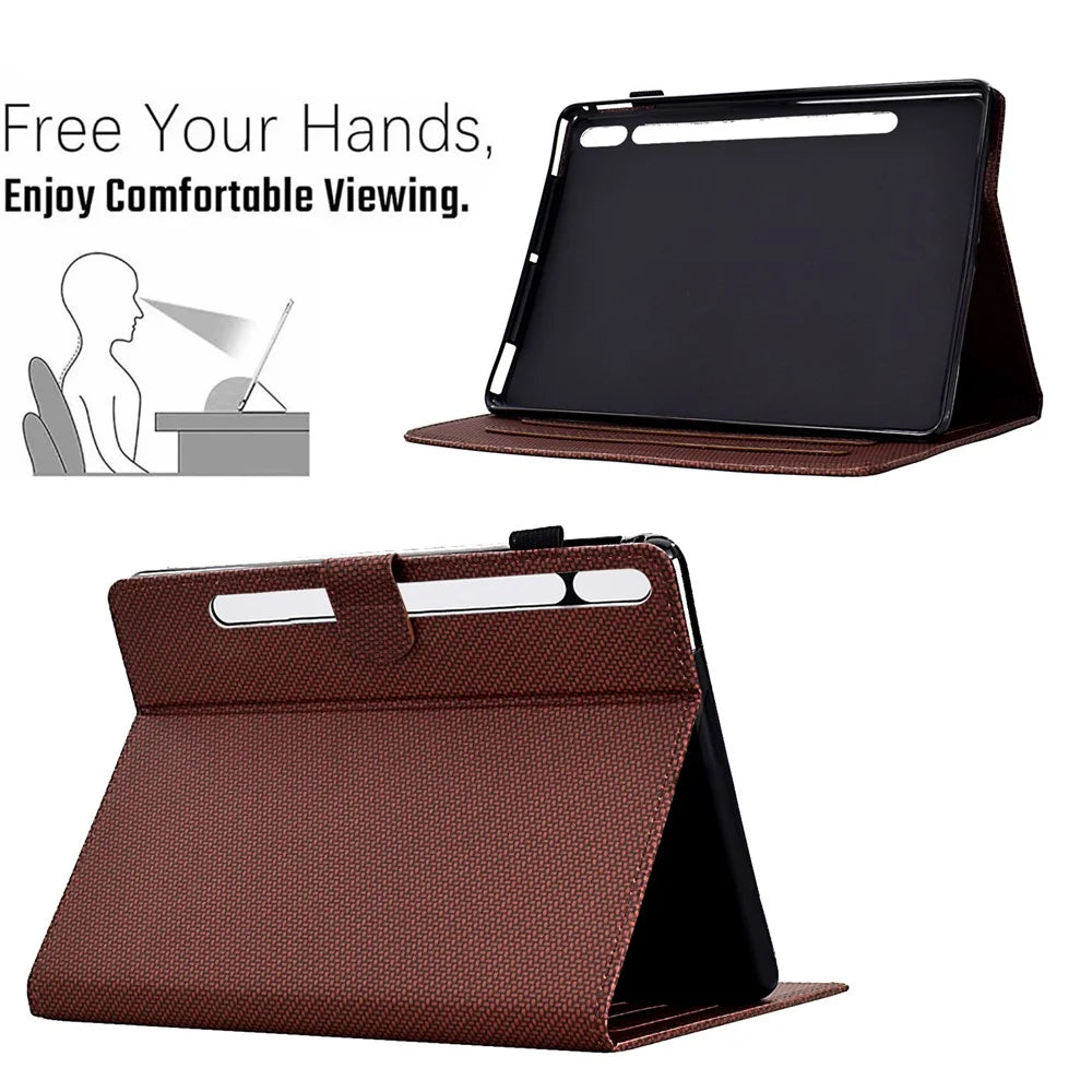 For Samsung Galaxy Tab S9 FE / S9 Case PU Leather Tablet Cover Auto Wake / Sleep - Brown - 3