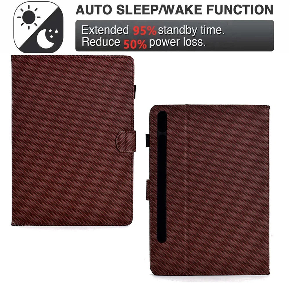 For Samsung Galaxy Tab S9 FE / S9 Case PU Leather Tablet Cover Auto Wake / Sleep - Brown - 4