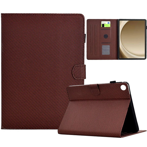 For Samsung Galaxy Tab A9+ Case PU Leather Tablet Cover with Card Slots Stand - Brown - 1