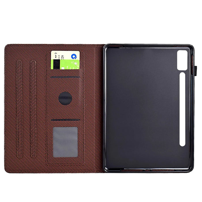 For Lenovo Tab P12 Leather Case Carbon Fiber Texture Tablet Cover Stand View - Brown - 2