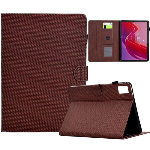 For Lenovo Tab M11 / Xiaoxin Pad 11 2024 Case Carbon Fiber Texture Leather Tablet Cover - Brown - 1