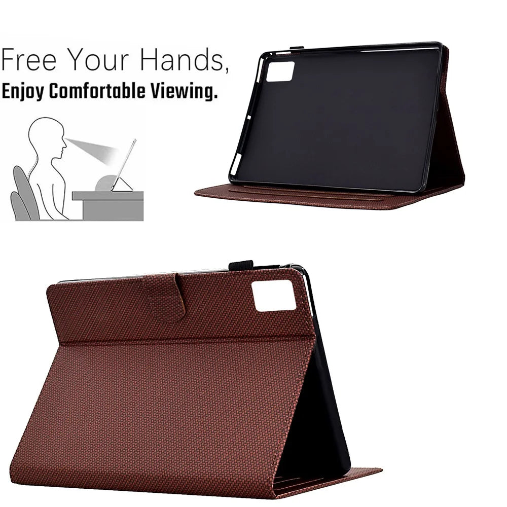 For Lenovo Tab M11 / Xiaoxin Pad 11 2024 Case Carbon Fiber Texture Leather Tablet Cover - Brown - 3