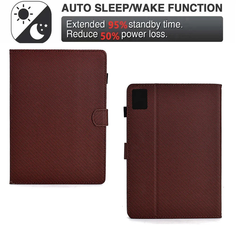 For Lenovo Tab M11 / Xiaoxin Pad 11 2024 Case Carbon Fiber Texture Leather Tablet Cover - Brown - 4