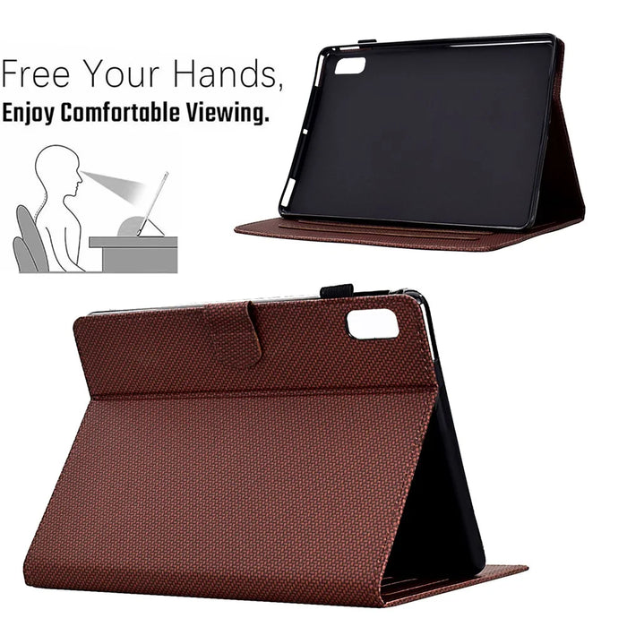 For Lenovo Tab M9 TB-310FU Case Card Slots Leather Tablet Cover with Stand View - Brown - 3