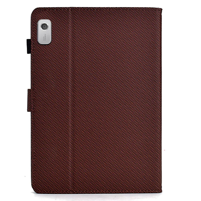For Lenovo Tab M9 TB-310FU Case Card Slots Leather Tablet Cover with Stand View - Brown - 7