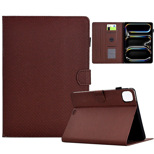 For iPad Pro 11 (2025) / (2024) Leather Case Stand Card Slots Protective Tablet Cover - Brown - 1