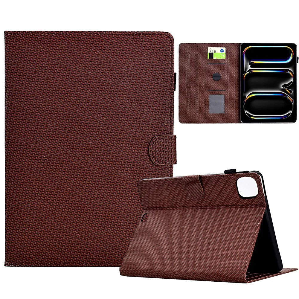 For iPad Pro 11 (2025) / (2024) Leather Case Stand Card Slots Protective Tablet Cover - Brown - 1
