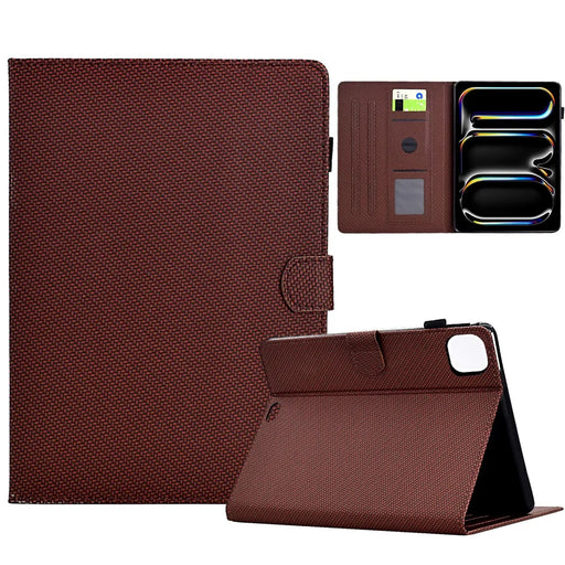 For iPad Pro 11 (2025) / (2024) Leather Case Stand Card Slots Protective Tablet Cover - Brown - 1
