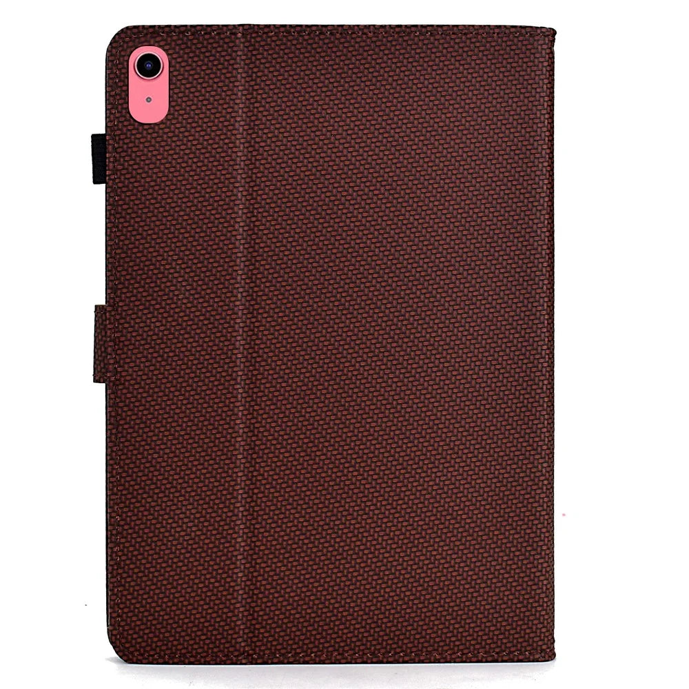 For iPad (2025) / 10.9 (2022) Case Card Slots Auto Wake / Sleep PU Leather Tablet Cover - Brown - 7