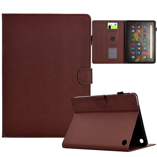 For Amazon Fire HD 10 Plus (2023) Case Carbon Fiber Texture PU Leather E-Reader Cover - Brown - 1