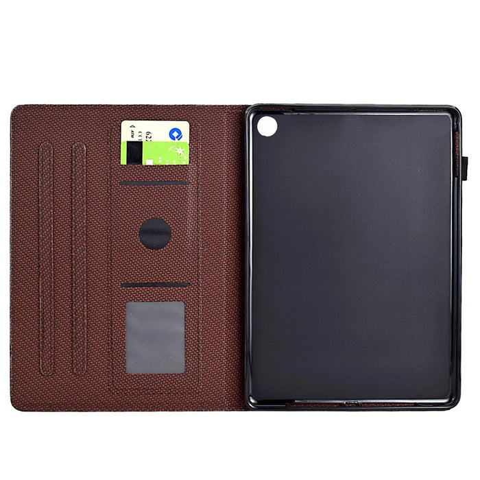 For Amazon Fire HD 10 Plus (2023) Case Carbon Fiber Texture PU Leather E-Reader Cover - Brown - 2