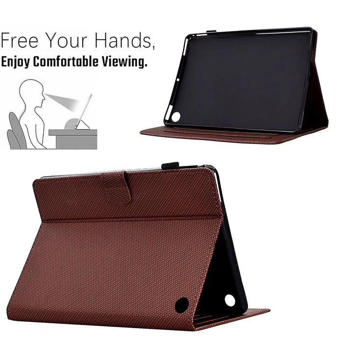 For Amazon Fire HD 10 Plus (2023) Case Carbon Fiber Texture PU Leather E-Reader Cover - Brown - 3