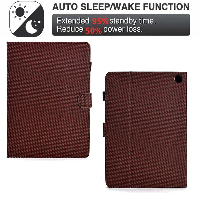 For Amazon Fire HD 10 Plus (2023) Case Carbon Fiber Texture PU Leather E-Reader Cover - Brown - 4