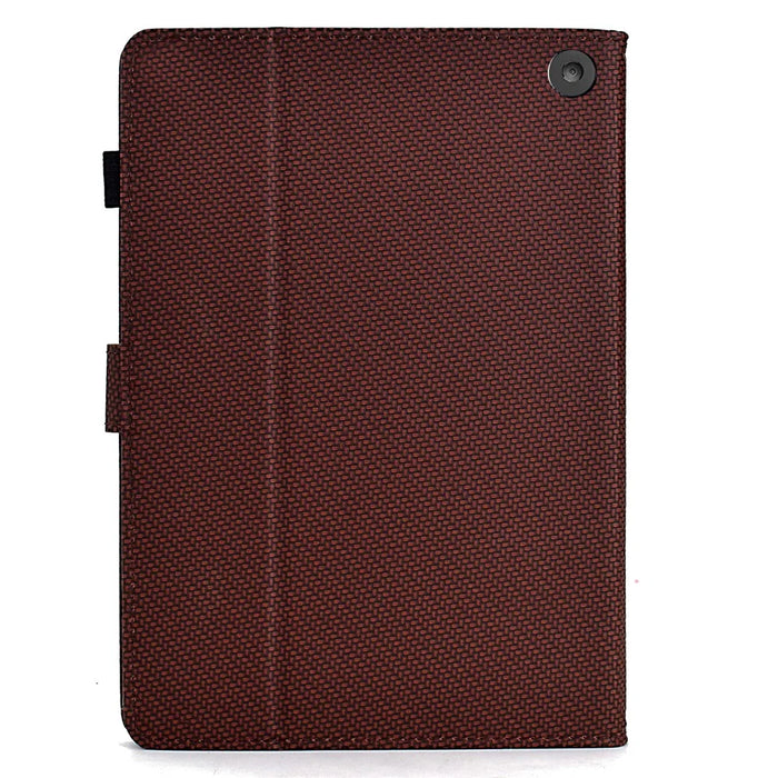 For Amazon Fire HD 10 Plus (2023) Case Carbon Fiber Texture PU Leather E-Reader Cover - Brown - 7