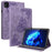 For itel Pad One Case Butterfly Flower Imprint Card Slots PU Leather Tablet Cover - Purple - 1