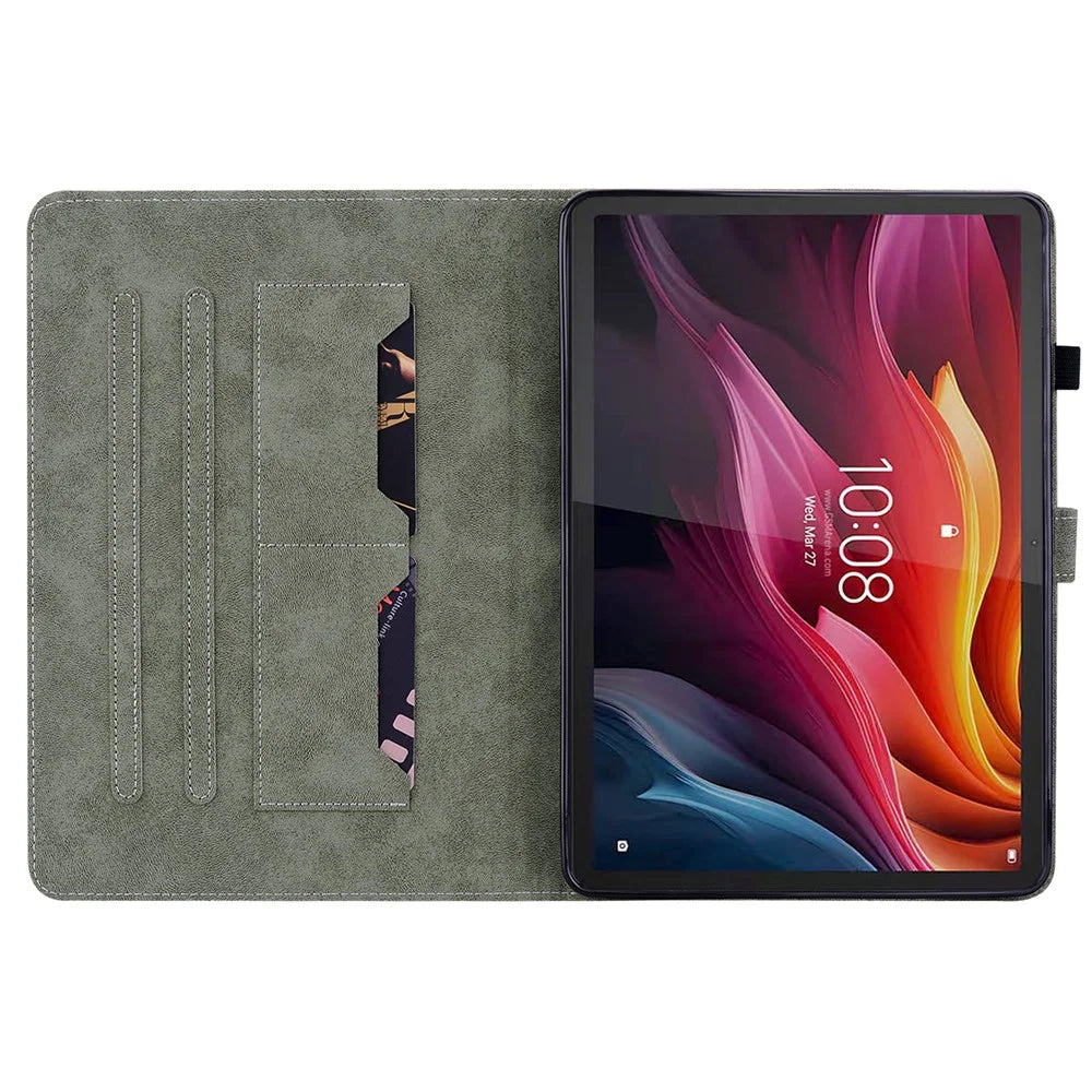 For Lenovo Tab K11 Plus Cases Anti-Slip Tiger Imprint PU Leather Tablet Cover - Blue - 2