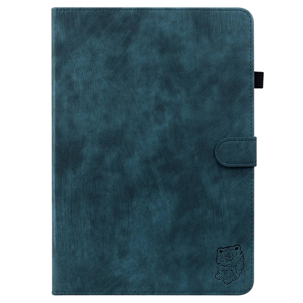 For Lenovo Tab K11 Plus Cases Anti-Slip Tiger Imprint PU Leather Tablet Cover - Blue - 5