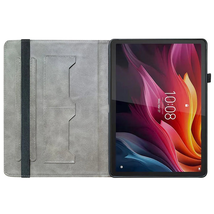 For Lenovo Tab K11 Plus Stand Case Pattern Print Card Slots PU Leather Tablet Cover - Purple Peony - 2