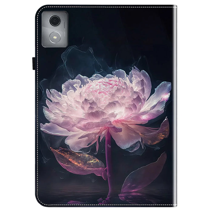 For Lenovo Tab K11 Plus Stand Case Pattern Print Card Slots PU Leather Tablet Cover - Purple Peony - 6