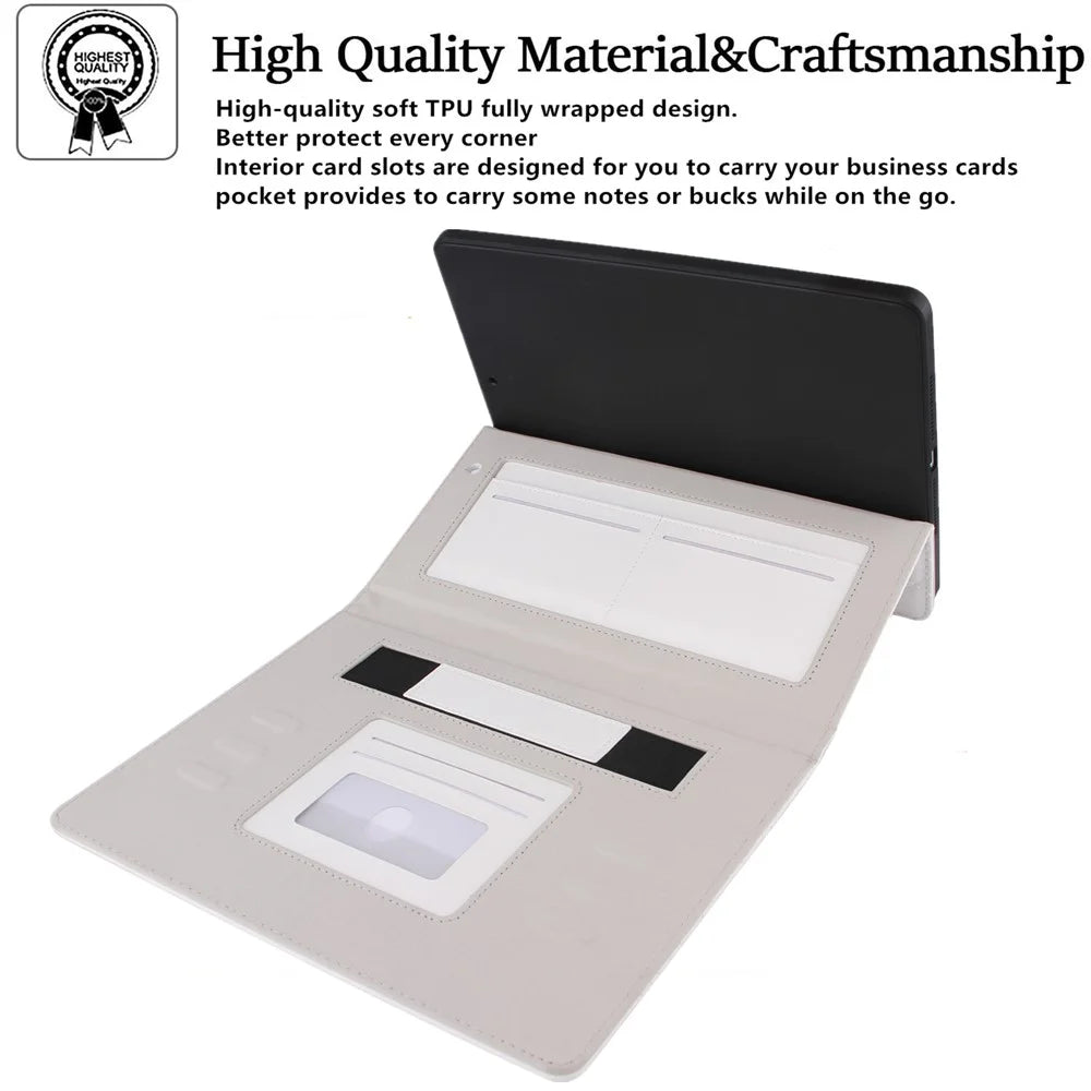 For iPad Pro 11 (2025) / 11 (2024) Case Grids Leather Tablet Cover Auto Wake / Sleep Card Holder - White - 5