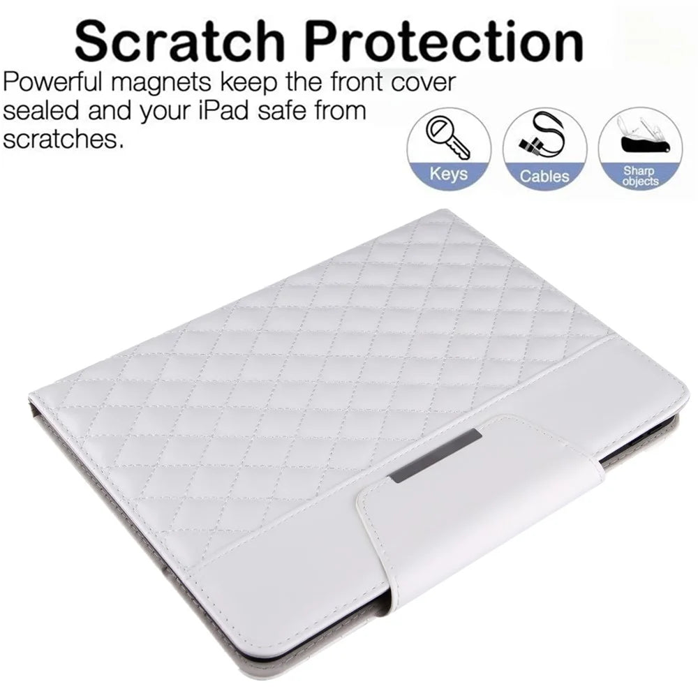 For iPad Pro 11 (2025) / 11 (2024) Case Grids Leather Tablet Cover Auto Wake / Sleep Card Holder - White - 6
