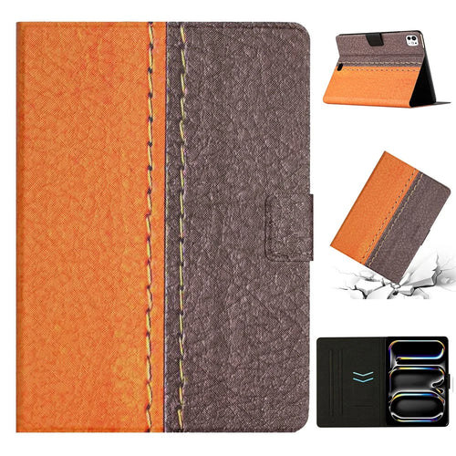 For iPad Pro 11 (2025) / 11 (2024) Cover Contrast Color PU Leather Tablet Stand Case with Card Slots - Style A - 1