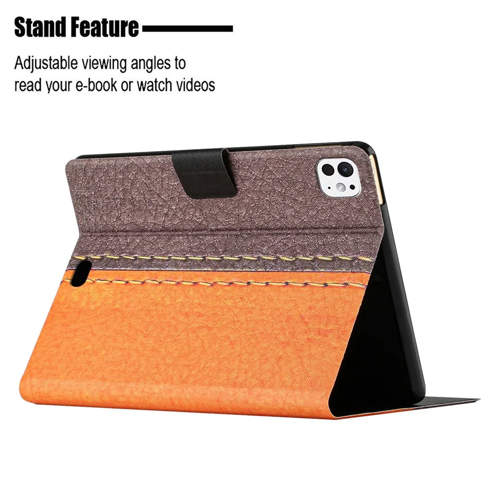 For iPad Pro 11 (2025) / 11 (2024) Cover Contrast Color PU Leather Tablet Stand Case with Card Slots - Style A - 3