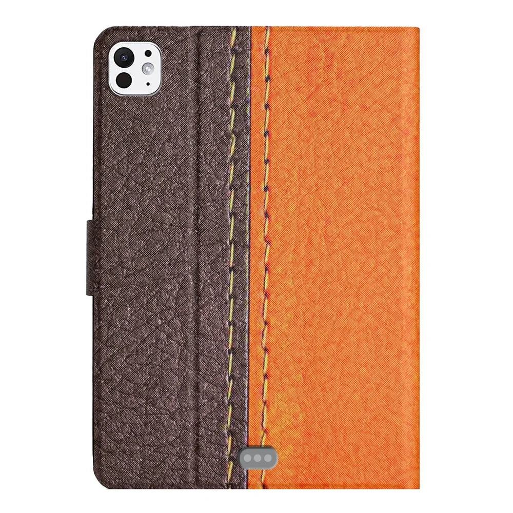 For iPad Pro 11 (2025) / 11 (2024) Cover Contrast Color PU Leather Tablet Stand Case with Card Slots - Style A - 6