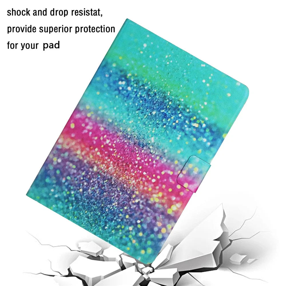 For iPad Pro 11 (2025) / 11 (2024) Cover Pattern Printing PU Leather Card Holder Tablet Case - Colored Sand - 5