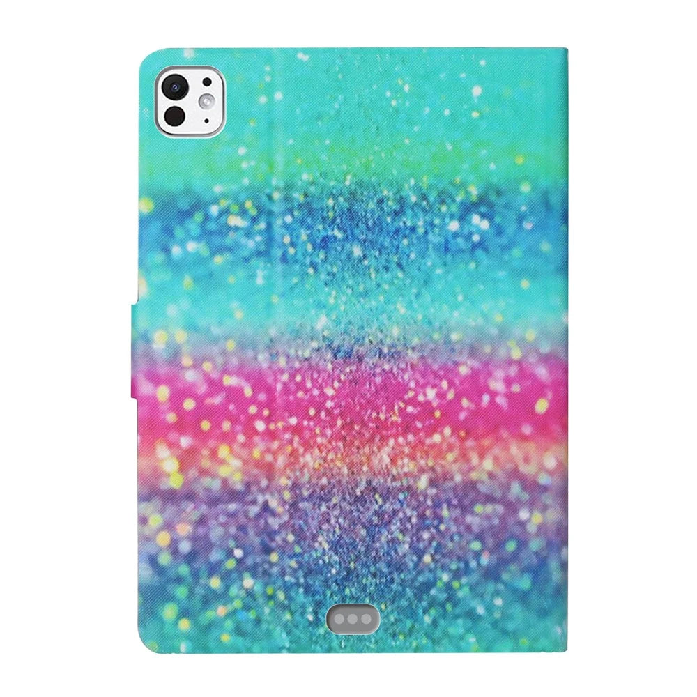 For iPad Pro 11 (2025) / 11 (2024) Cover Pattern Printing PU Leather Card Holder Tablet Case - Colored Sand - 7