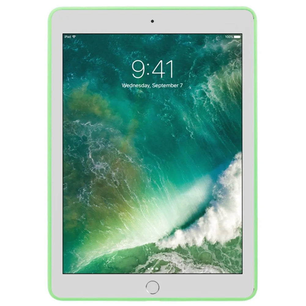 For iPad 9.7-inch (2018) / (2017) / Air 2 Case Anti Scratch TPU Tablet Cover Soft Touch - Fluorescent Green - 2