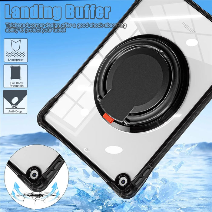 For iPad 10.2 (2021) / (2020) / (2019) Case Rotary Hand Grip Kickstand PC+TPU+Acrylic Tablet Cover - Black - 5