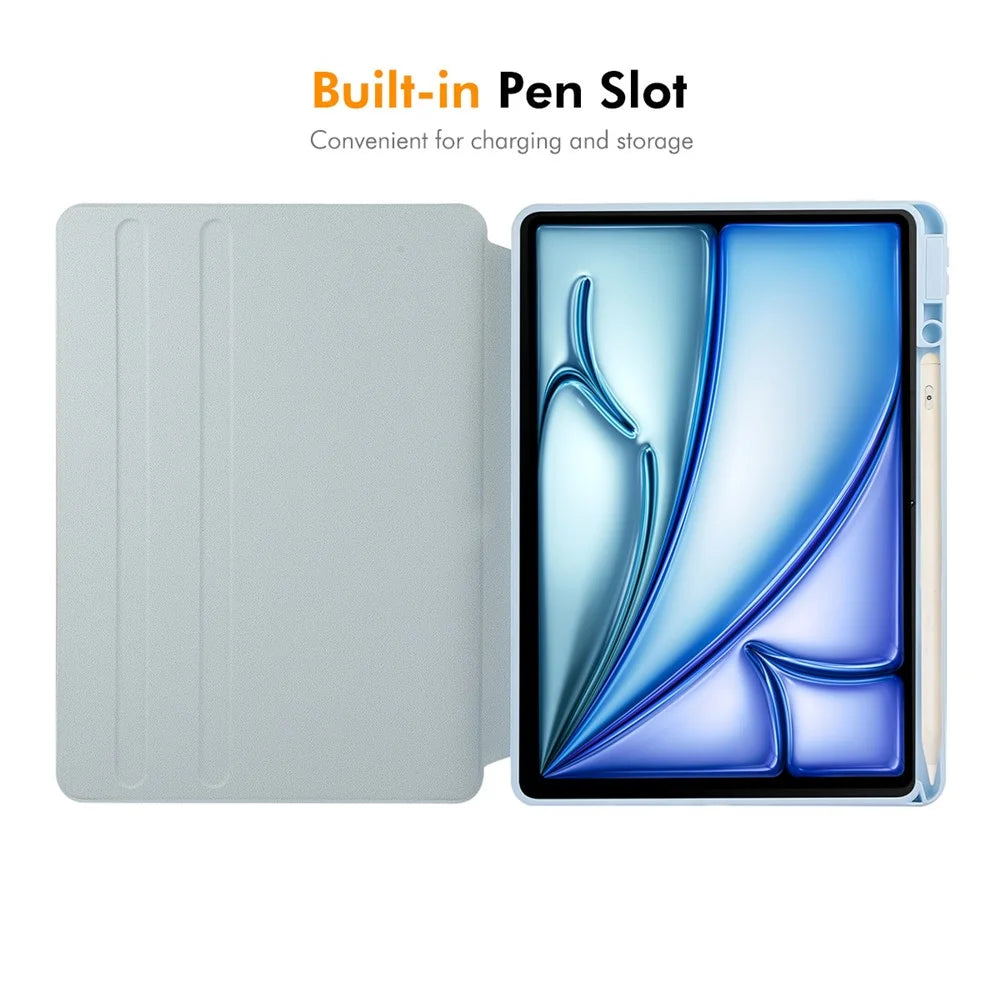 ENKAY HAT PRINCE For iPad Air 11 (2026) / (2025) / (2024) Case Auto Wake / Sleep Acrylic Clear Back Leather Tablet Cover - Blue - 2