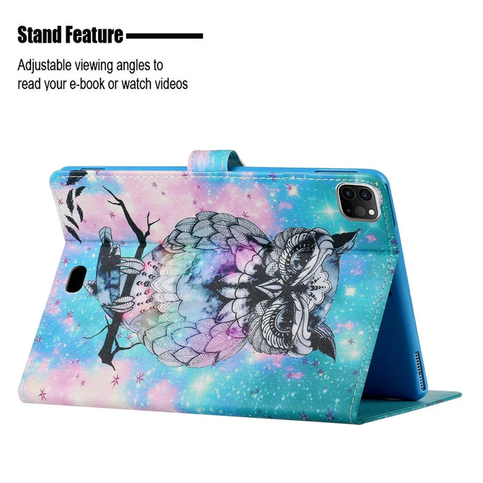For iPad Pro 11 (2025) / 11 (2024) Case Pattern Printed Leather Tablet Cover Stand Pen Holder - Owl - 4