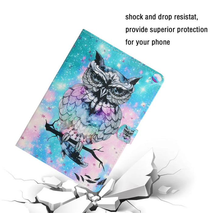 For iPad Pro 11 (2025) / 11 (2024) Case Pattern Printed Leather Tablet Cover Stand Pen Holder - Owl - 6