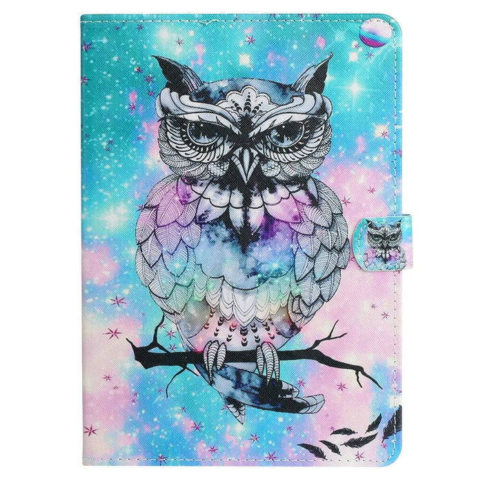 For iPad Pro 11 (2025) / 11 (2024) Case Pattern Printed Leather Tablet Cover Stand Pen Holder - Owl - 7