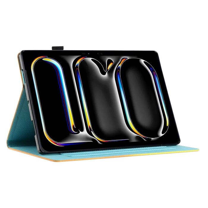 For iPad Pro 11 (2025) / 11 (2024) Case Pattern Portable Protective Folio Leather Tablet Cover Card Holder - Moonlight Owl - 2