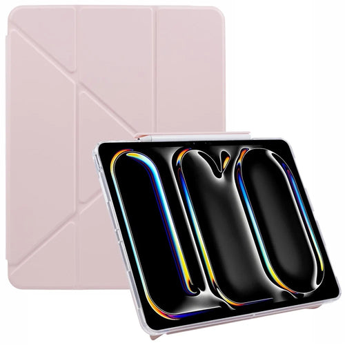 MUTURAL For iPad Pro 13 (2025) / 13 (2024) Case Origami Stand Leather Smart Tablet Cover Retractable Pen Slot - Pink - 1