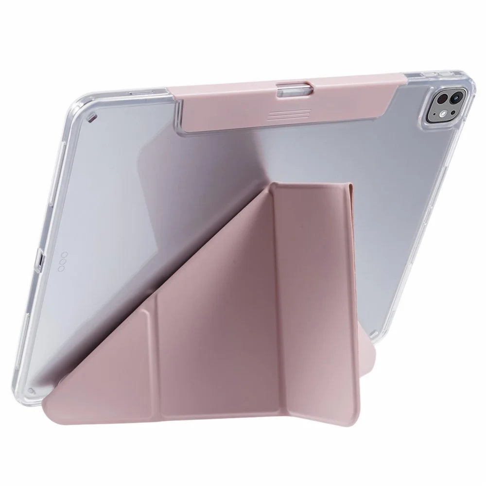 MUTURAL For iPad Pro 13 (2025) / 13 (2024) Case Origami Stand Leather Smart Tablet Cover Retractable Pen Slot - Pink - 2