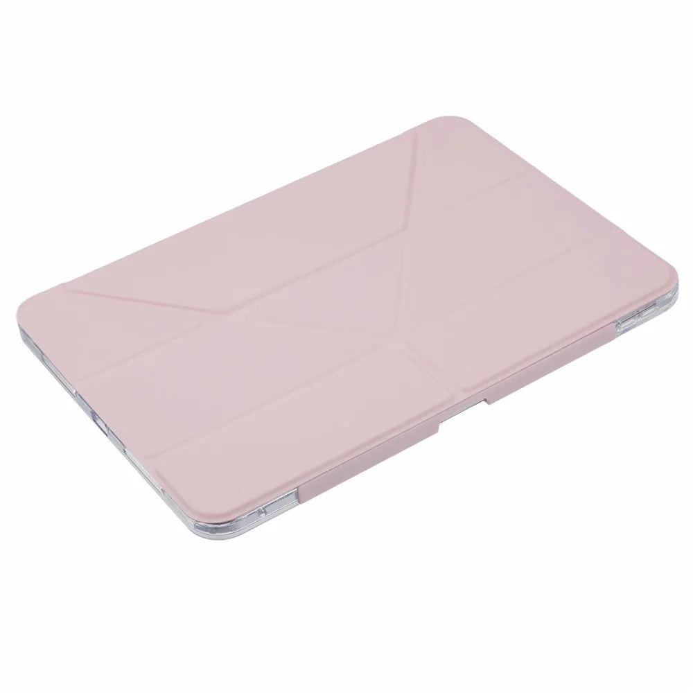 MUTURAL For iPad Pro 11 (2025) / 11 (2024) Case PU Leather Clear Back Tablet Cover with Pencil Holder Origami Standing - Pink - 5
