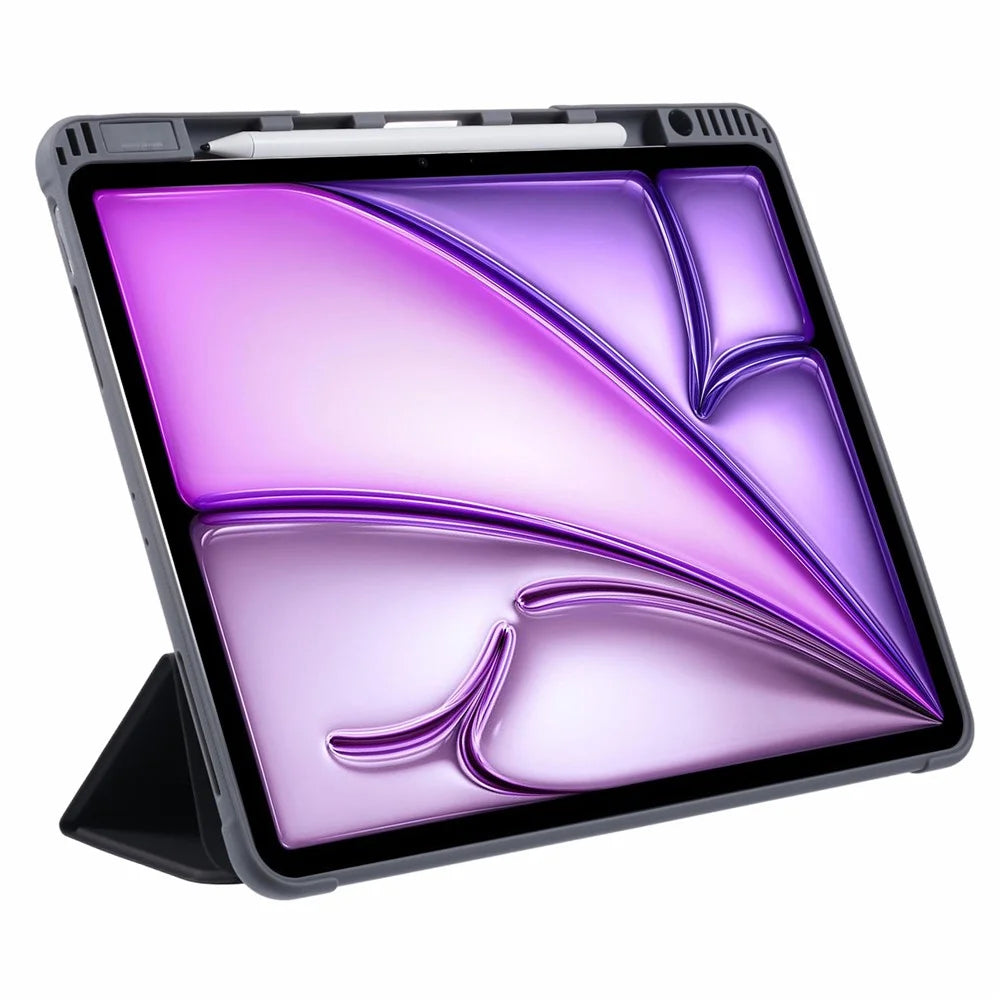 MUTURAL For iPad Air 13 (2026) / (2025) / (2024) Case Tablet Tri-Fold Leather Cover Auto Wake / Sleep - Black - 3