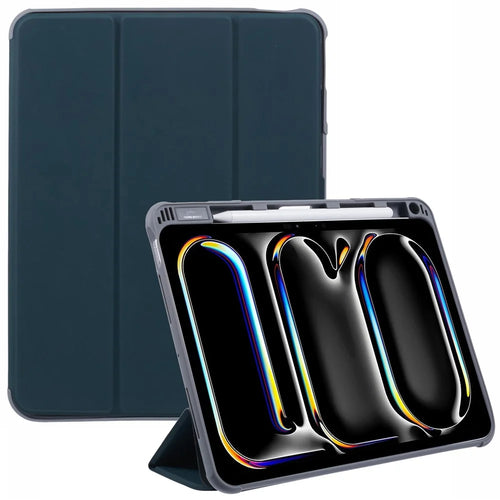 MUTURAL For iPad Pro 11 (2025) / 11 (2024) Case Smart Leather Tablet Cover with Pencil Holder Tri-Fold Stand - Dark Green - 1