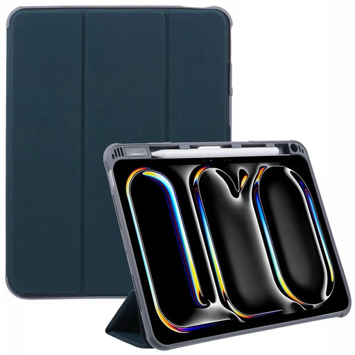 MUTURAL For iPad Pro 11 (2025) / 11 (2024) Case Smart Leather Tablet Cover with Pencil Holder Tri-Fold Stand - Dark Green - 1