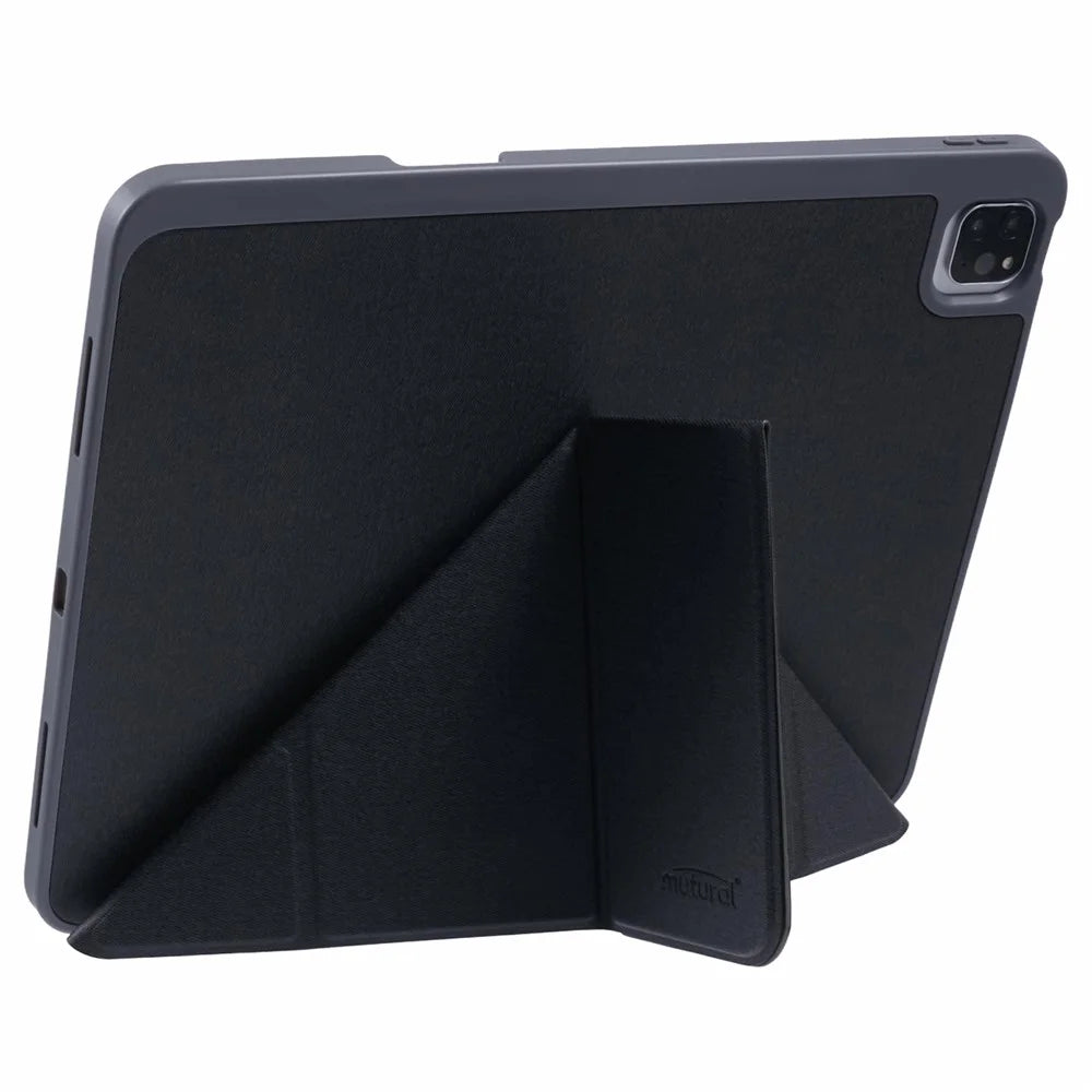 MUTURAL For iPad Pro 13 (2025) / 13 (2024) Case with Pencil Holder Origami Stand Leather Tablet Cover - Black - 3