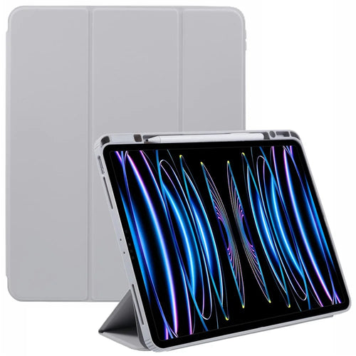 MUTURAL For iPad Air 13 (2026) / (2025) / (2024) / Pro 12.9 (2022) / (2021) / (2020) / (2018) Leather Case Trifold Stand Cover with Pencil Holder - Grey - 1